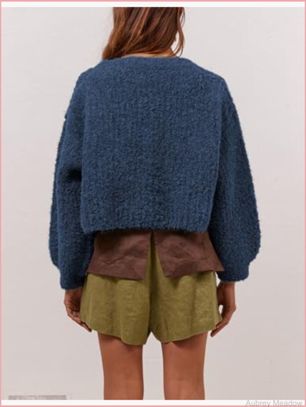 Cropped Cardigan Sweater Open Front Fluffy Knit Jacket - Picture 4 of 7
